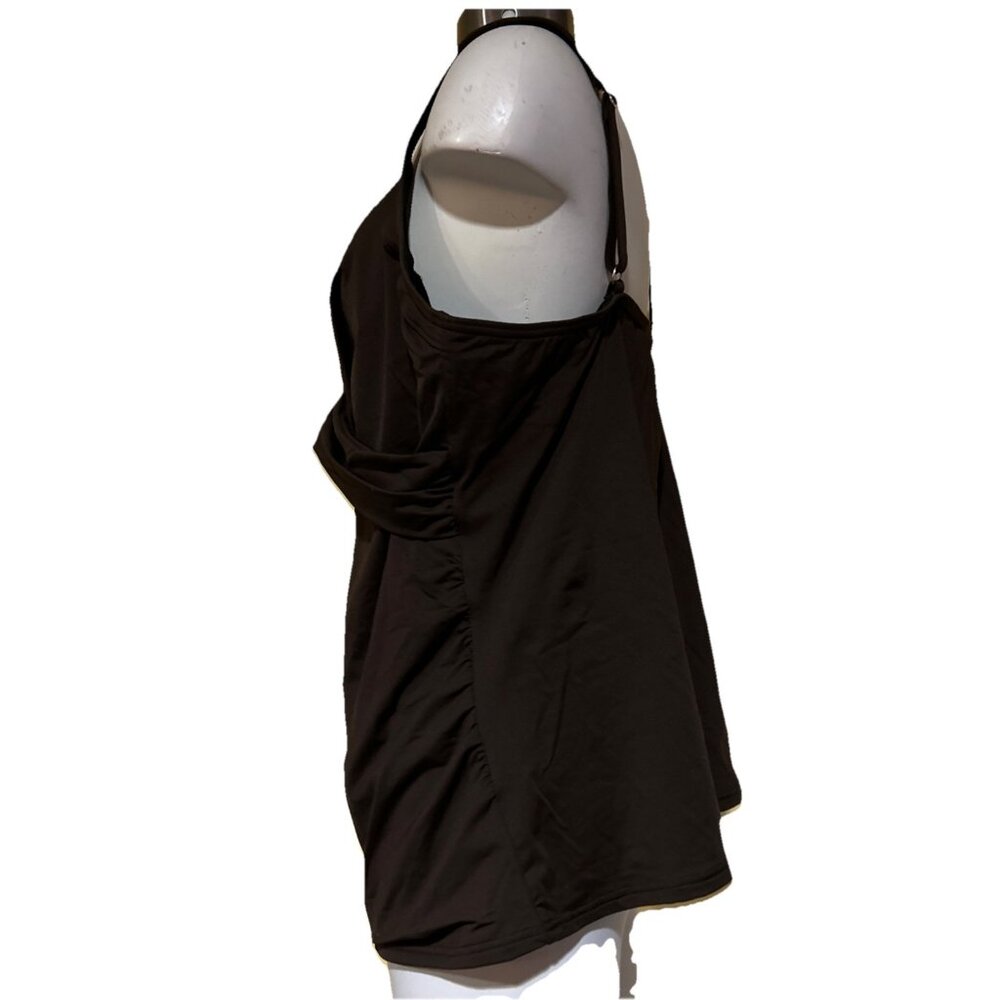 Land's End Womens Crossover VNeck Modest Tankini Top 18W Brown Plus Size - Picture 4 of 8